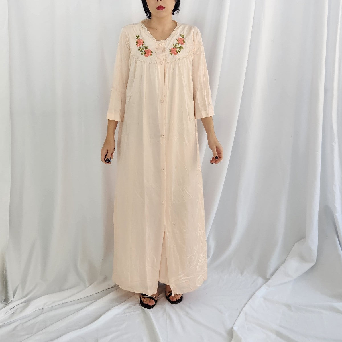 70s/80s Pink Peignoir Nylon and Robe Sdt