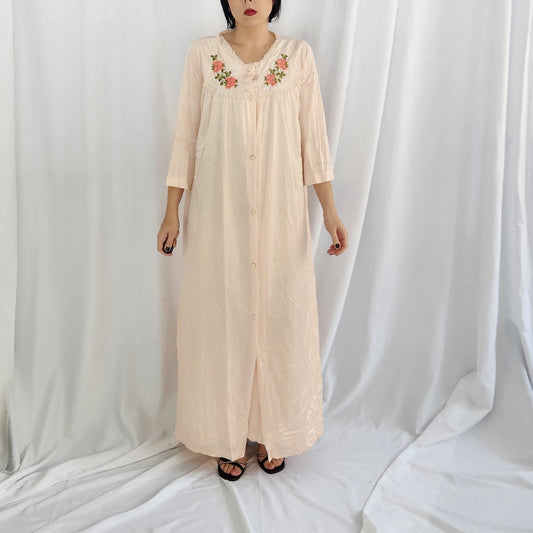 70s/80s Pink Peignoir Nylon and Robe Sdt