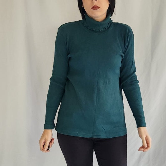90s Green Ribbed Turtleneck