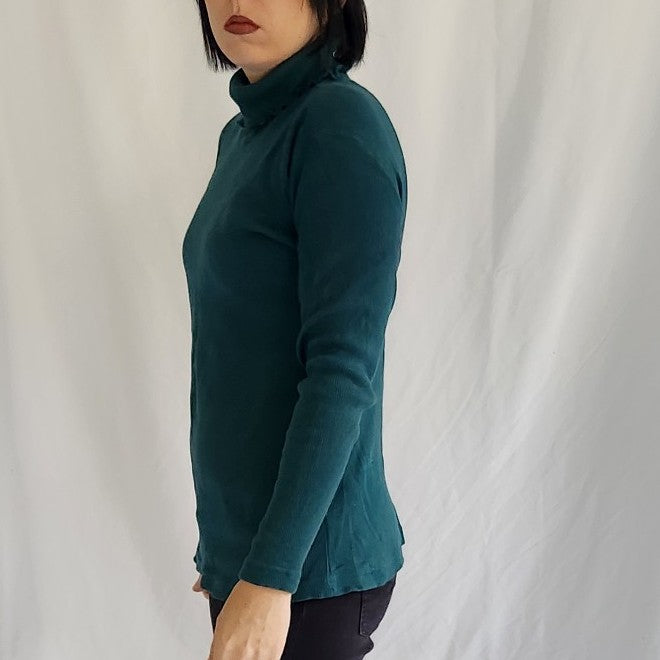 90s Green Ribbed Turtleneck