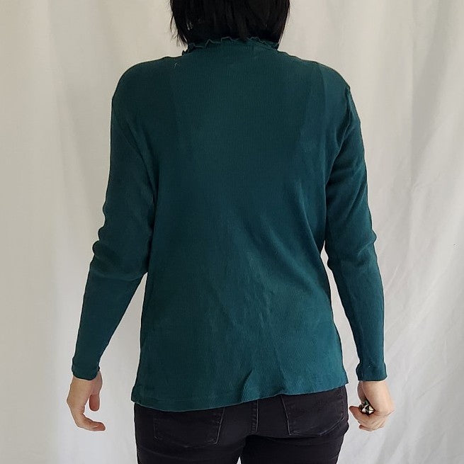 90s Green Ribbed Turtleneck