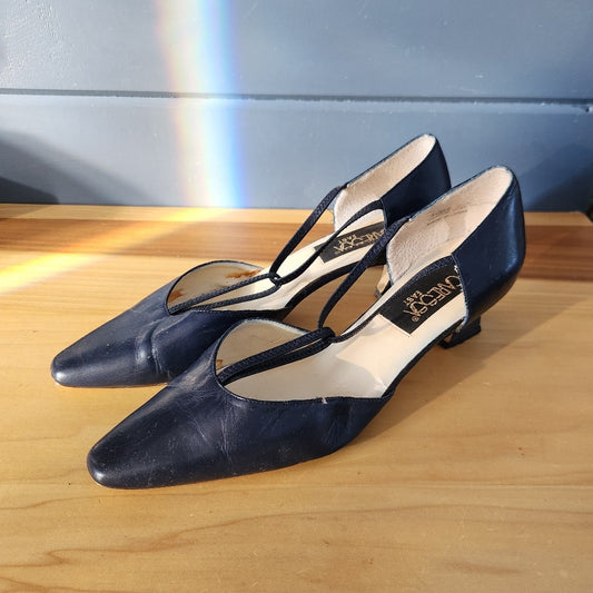80s Blue Leather Heels