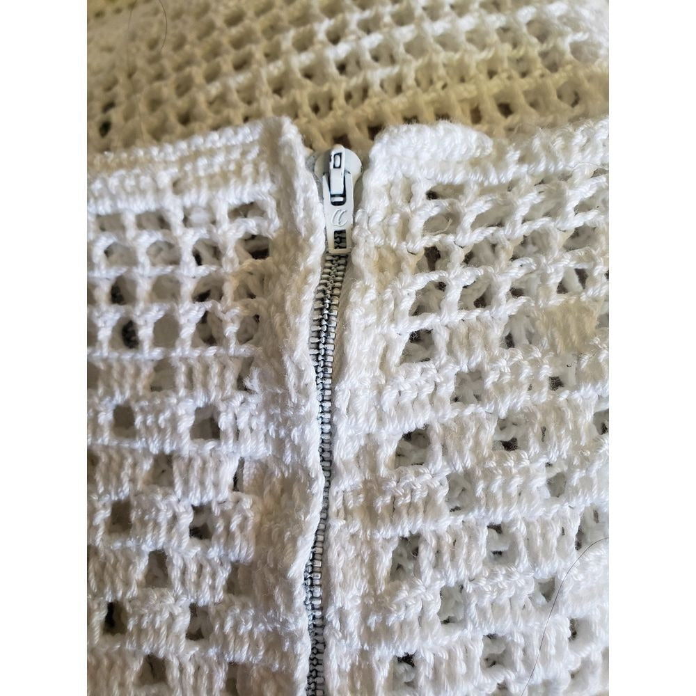 60s White Crochet Mini Dress