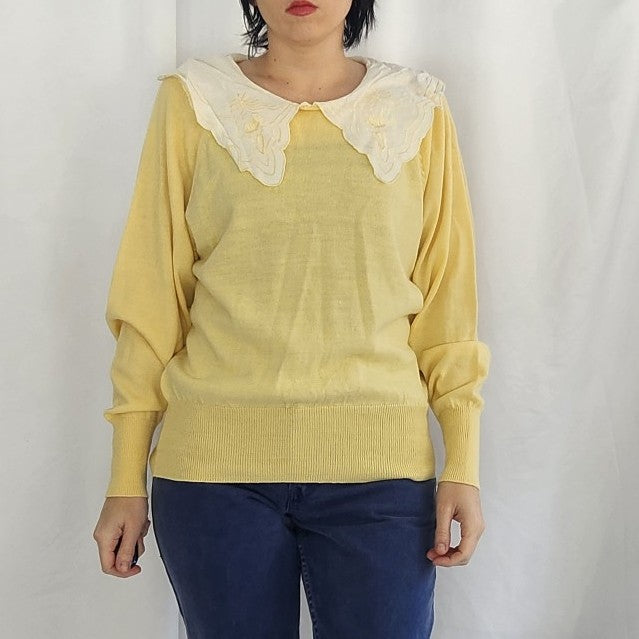 80s Yellow Collared Sweater