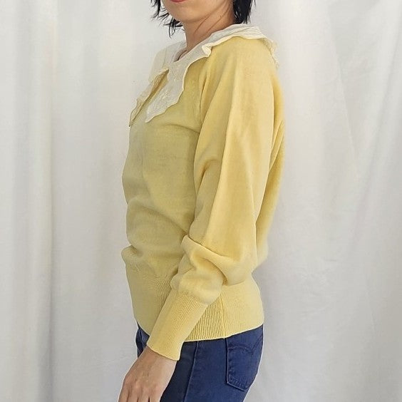 80s Yellow Collared Sweater