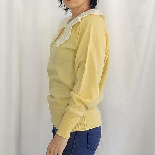 80s Yellow Collared Sweater