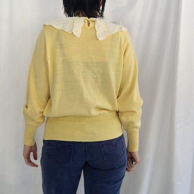 80s Yellow Collared Sweater