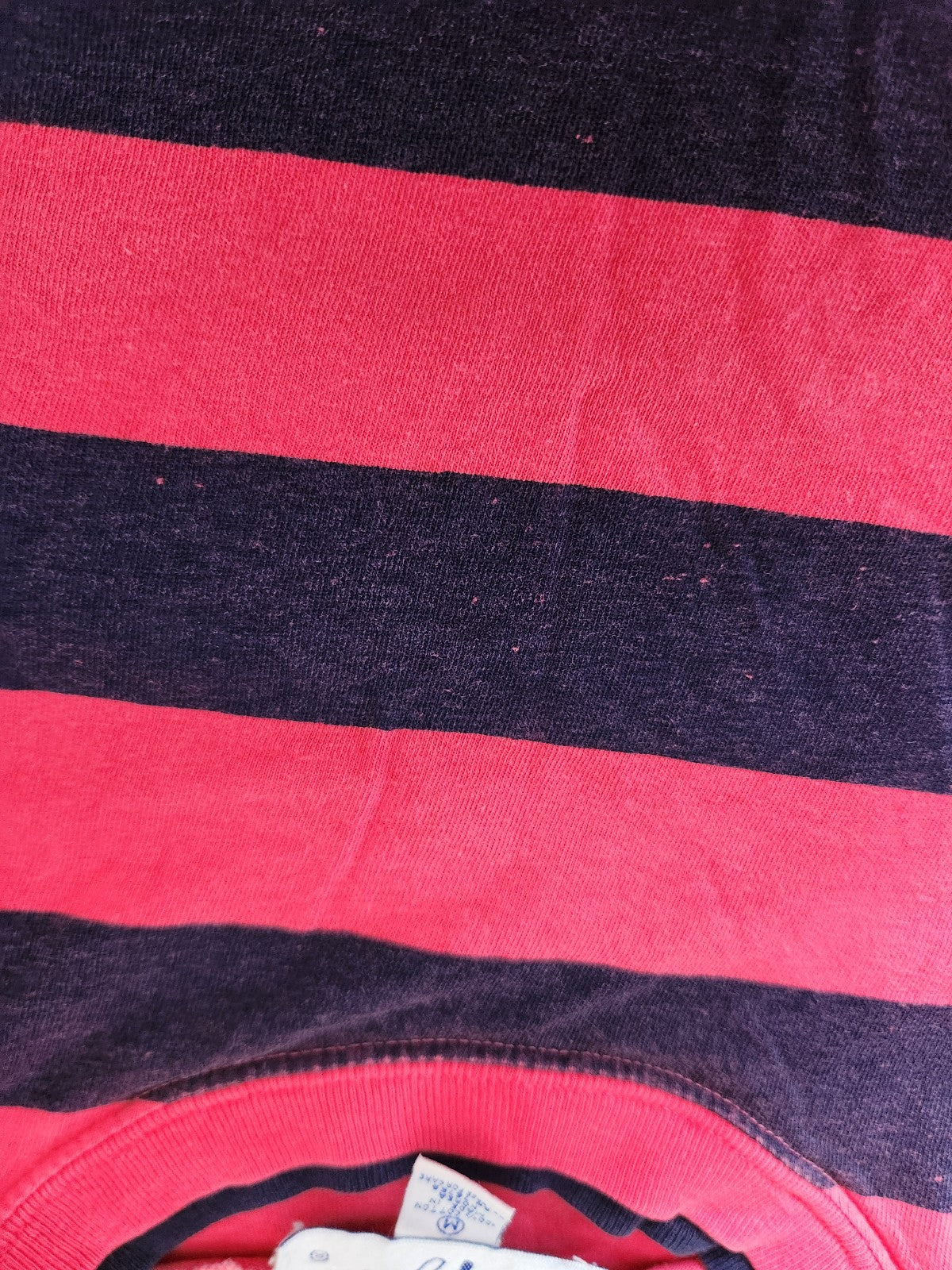 90s Pink and Blue Striped Oversize 100% Cotton Tee