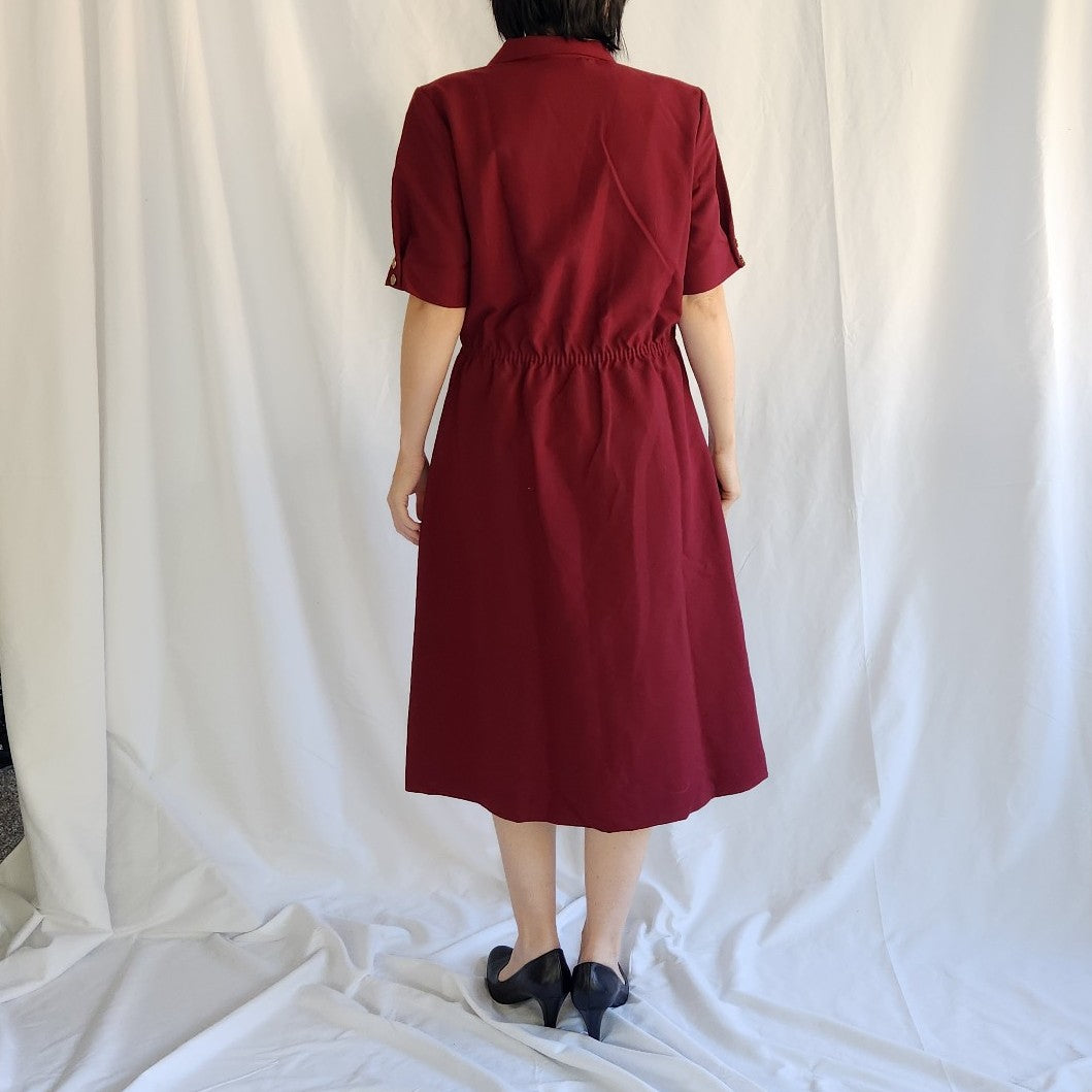 80s Cranberry Red Double Breasted Dress