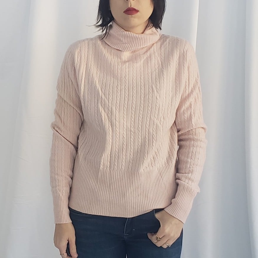 90s Deadstock Pink Cable Knit Cashmere Sweater