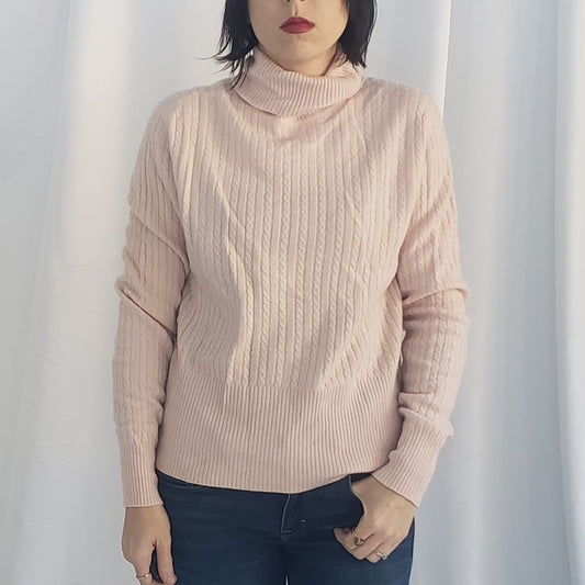 90s Deadstock Pink Cable Knit Cashmere Sweater