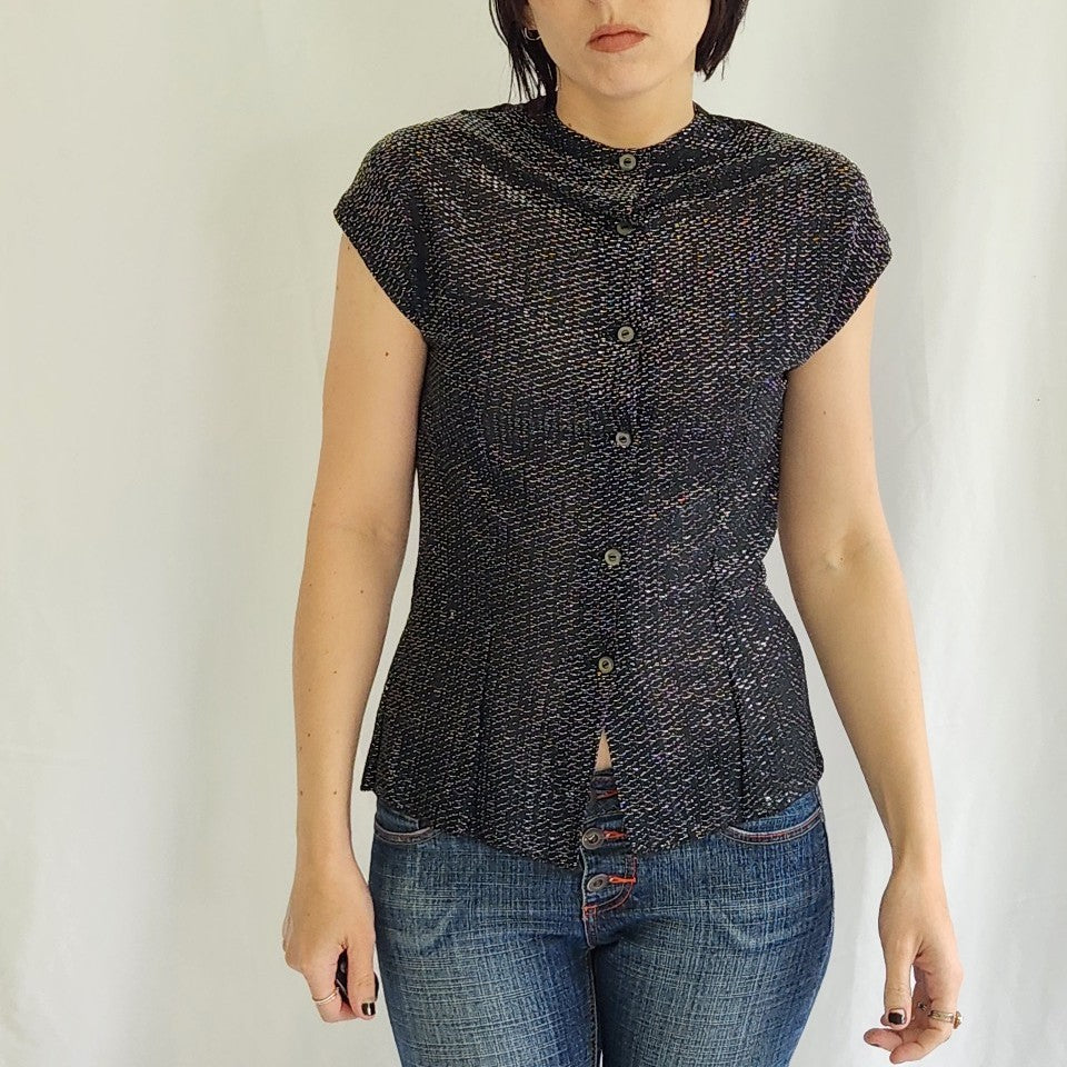 70s Black and Silver Disco Shirt