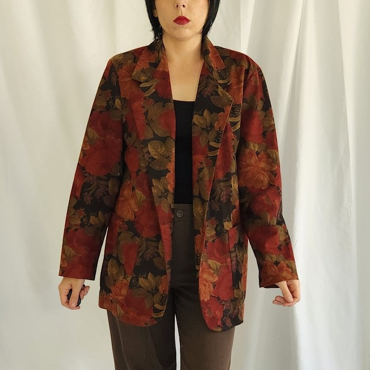 90s Dark Floral Blazer