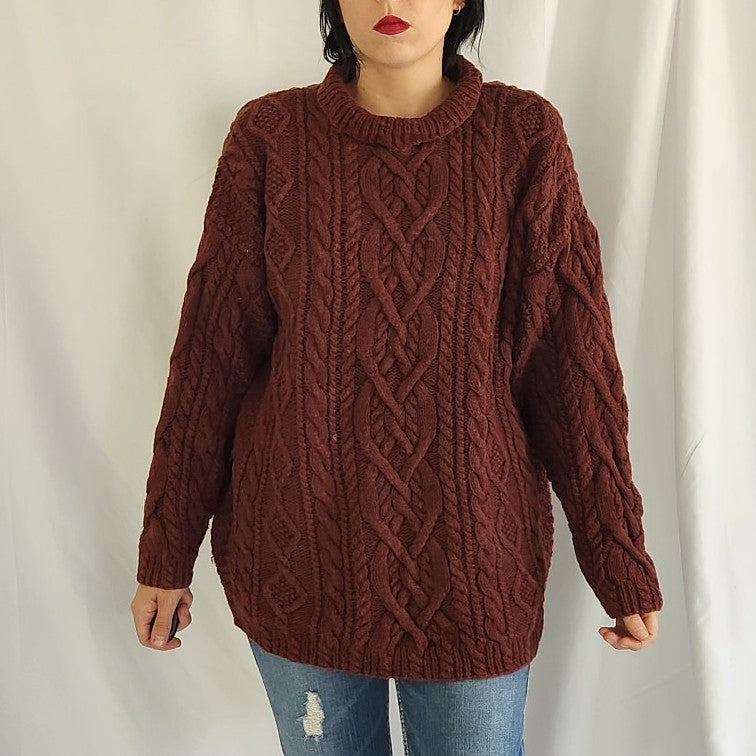Y2K Brown Cable Knit Sweater