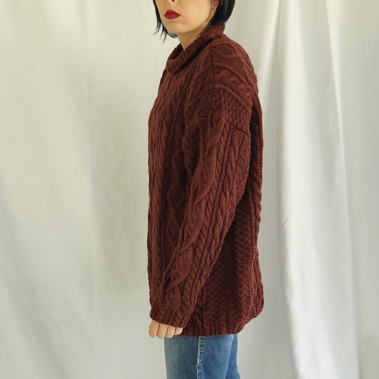 Y2K Brown Cable Knit Sweater