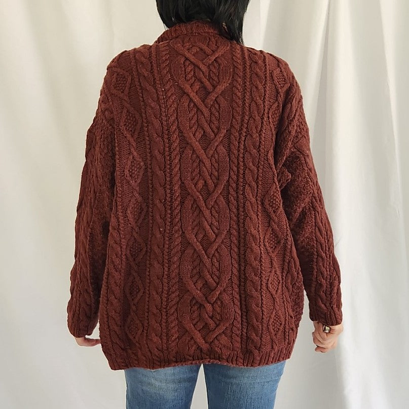 Y2K Brown Cable Knit Sweater