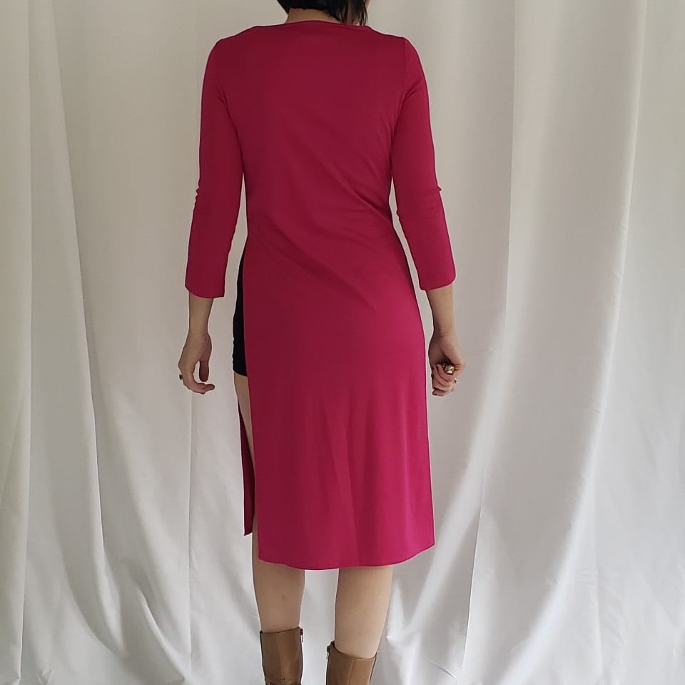 70s/80s Pink High Slit Disco Dress