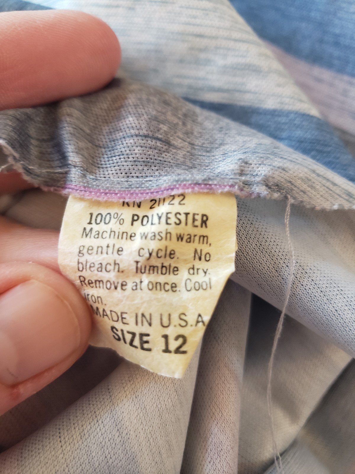 70s/80s Gray, Purple, and Blue Striped Pleated Dress