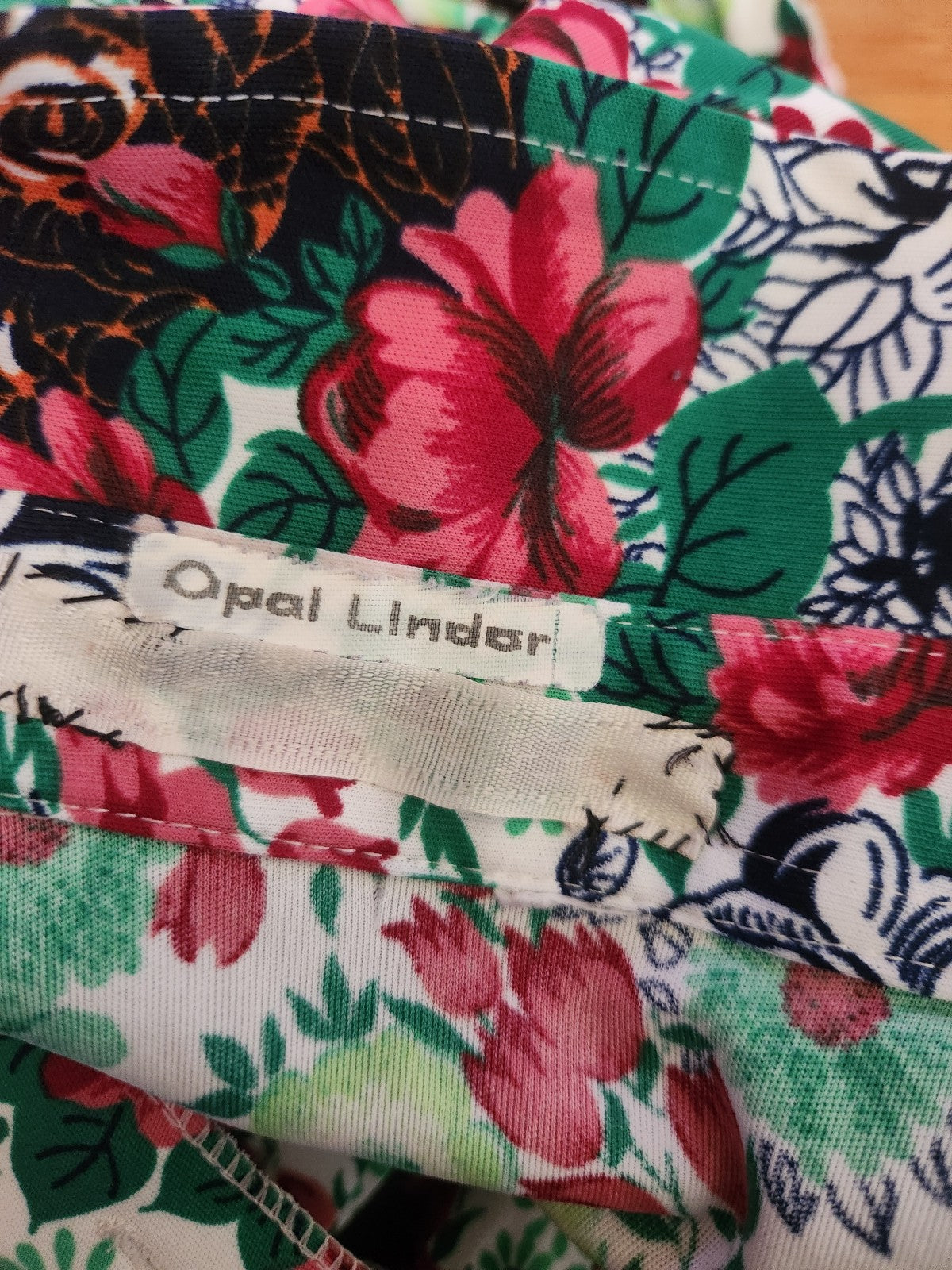 70s Green and Red Home Made Floral Button Down