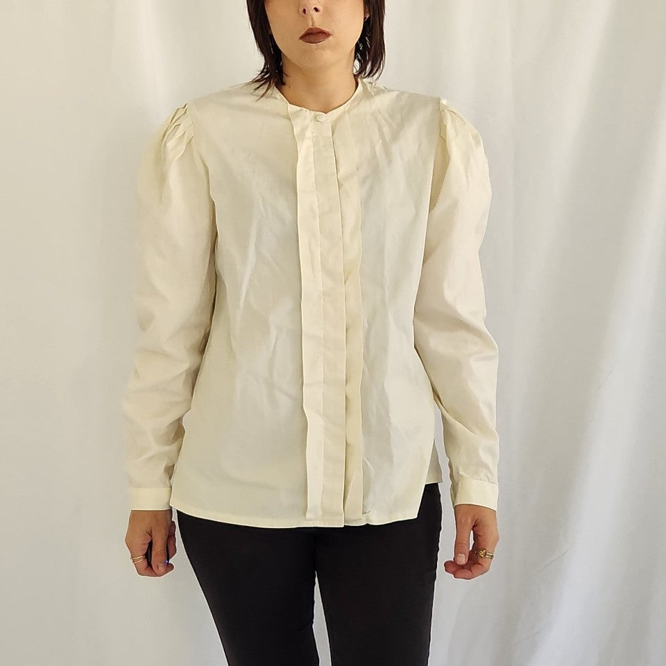 90s Laura Ashley Cream Button Down Blouse