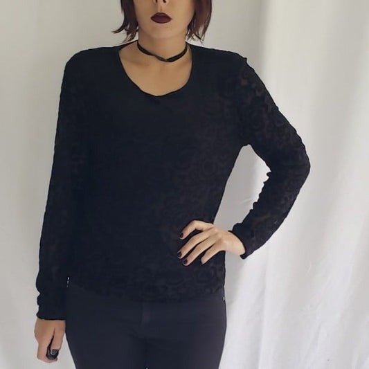 90s/Y2K Black Velvet Whimsigoth Top