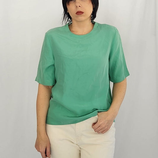 90s Green Silk Top