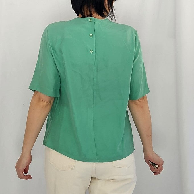 90s Green Silk Top