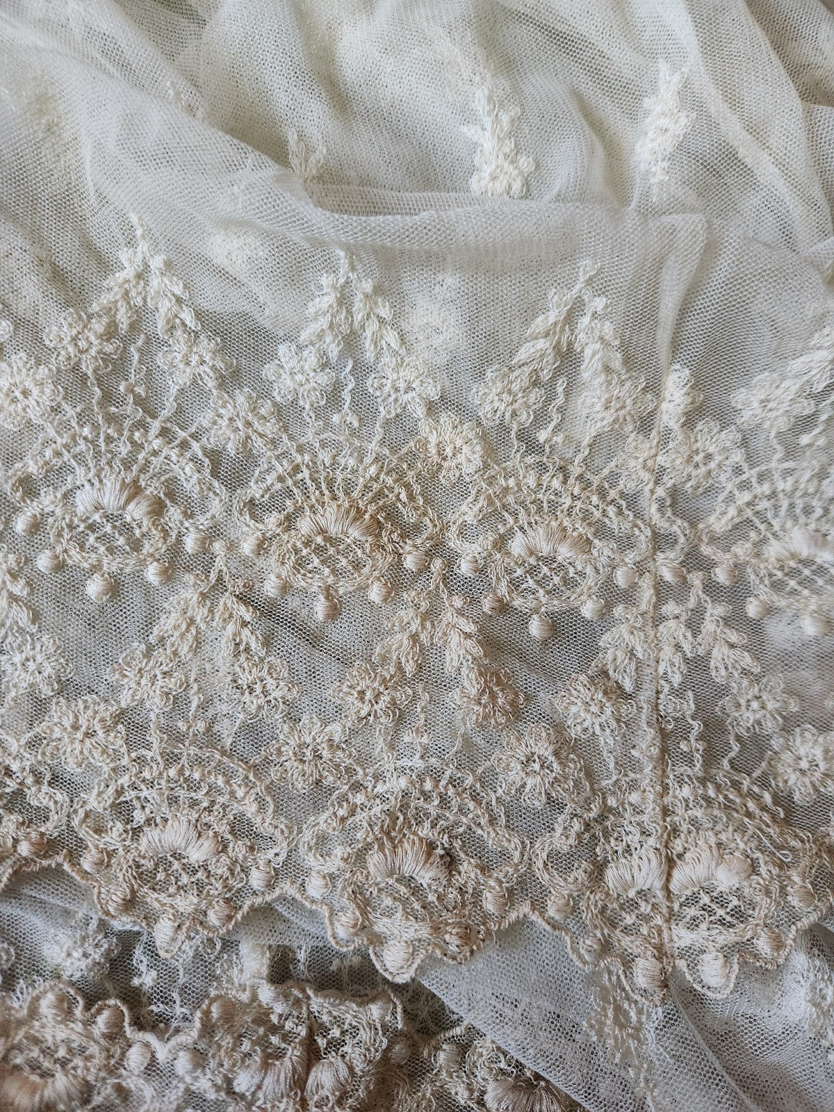 90s Deadstock White Rose Kathryn Harestad Cream Lace Dress