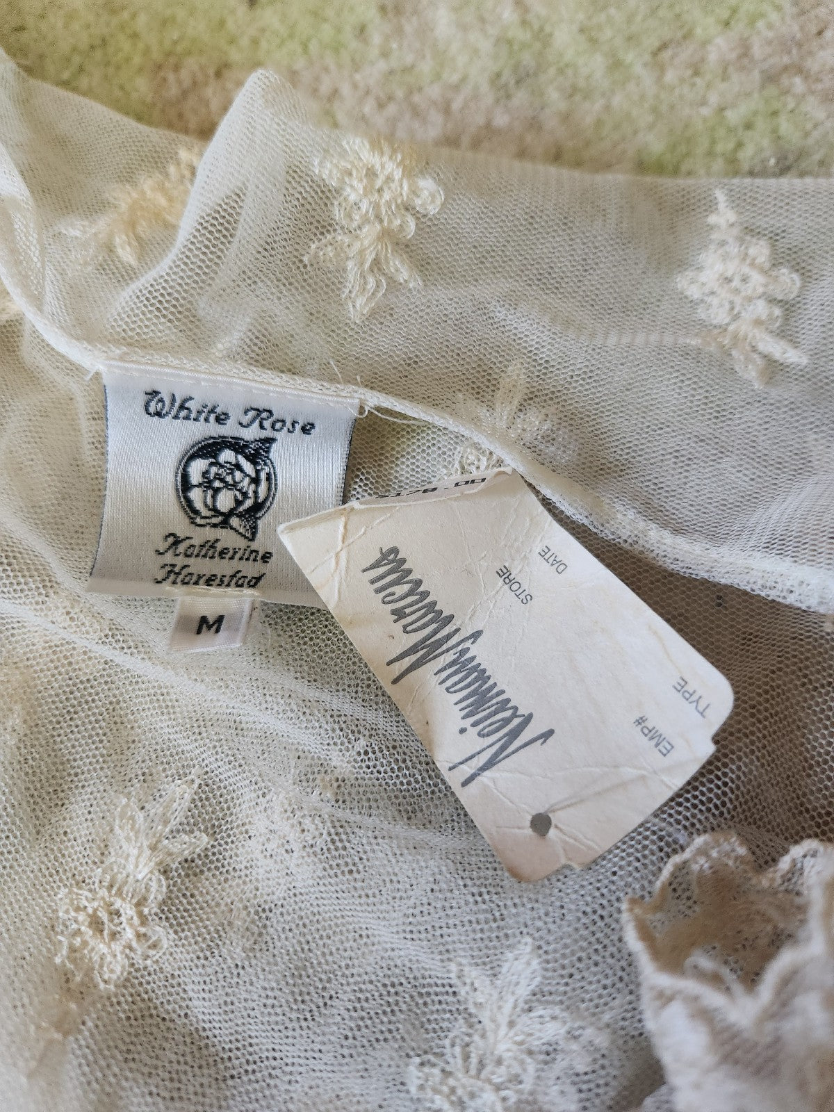 90s Deadstock White Rose Kathryn Harestad Cream Lace Dress