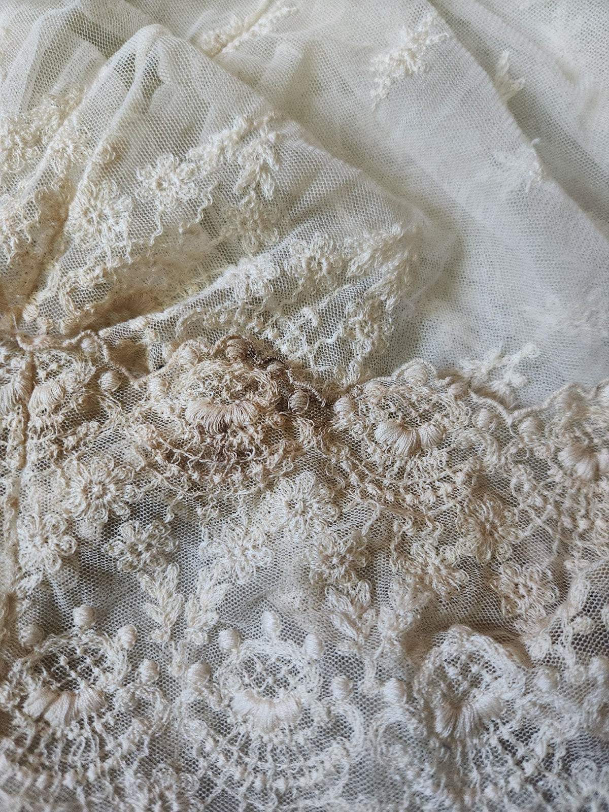 90s Deadstock White Rose Kathryn Harestad Cream Lace Dress