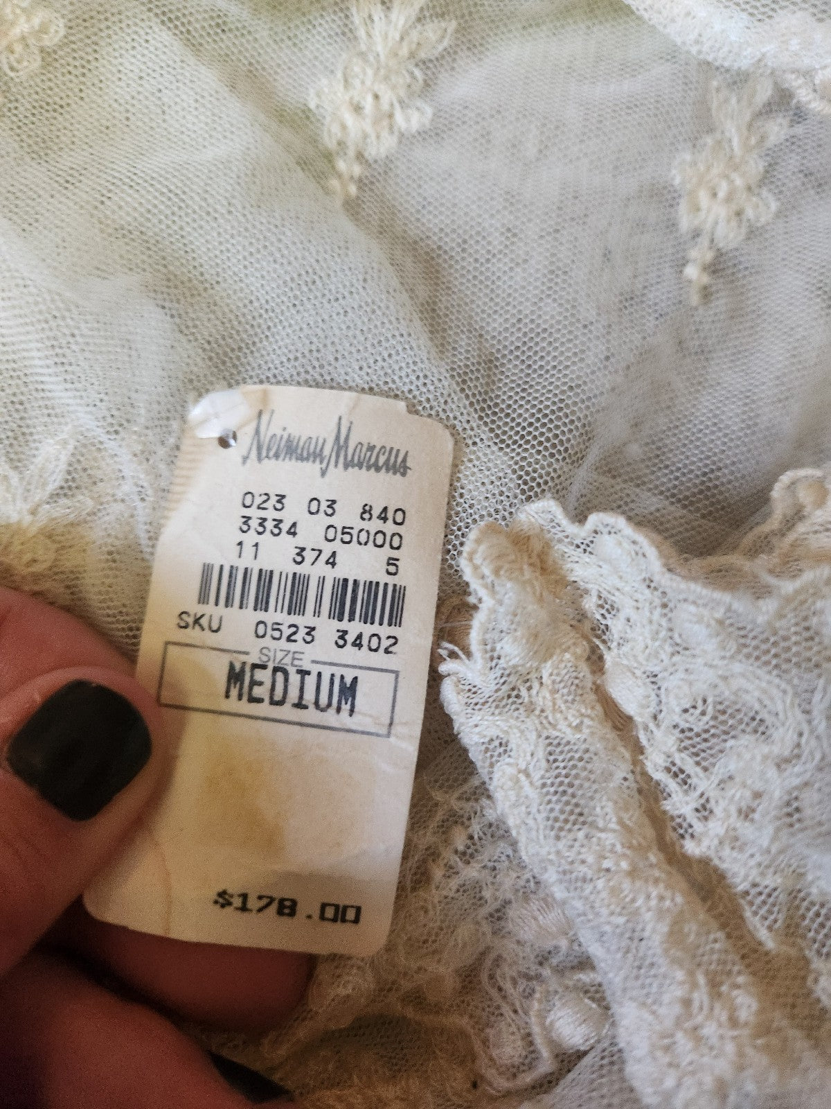 90s Deadstock White Rose Kathryn Harestad Cream Lace Dress