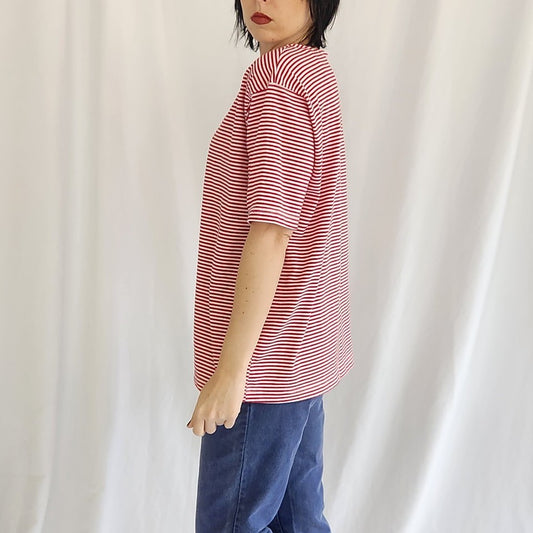 90s Red and White Striped Tee