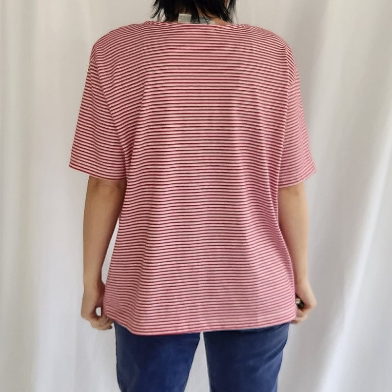 90s Red and White Striped Tee