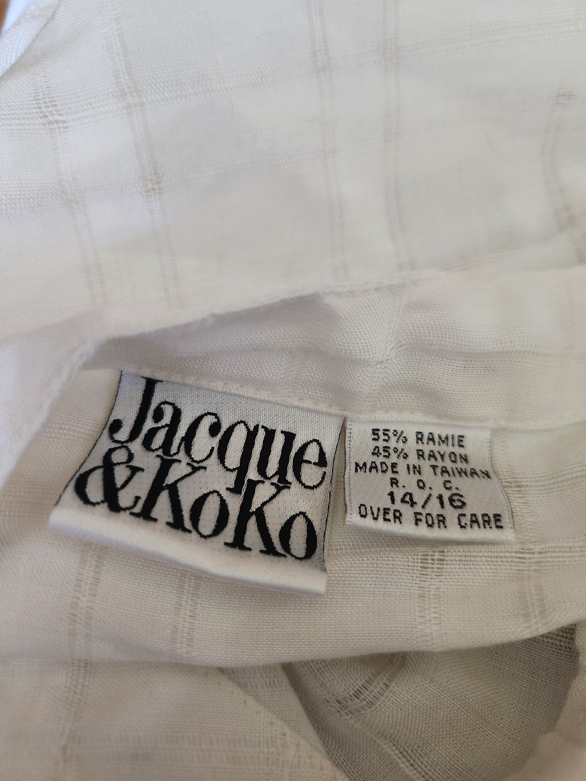 90s Ivory Plaid Oversize Blouse