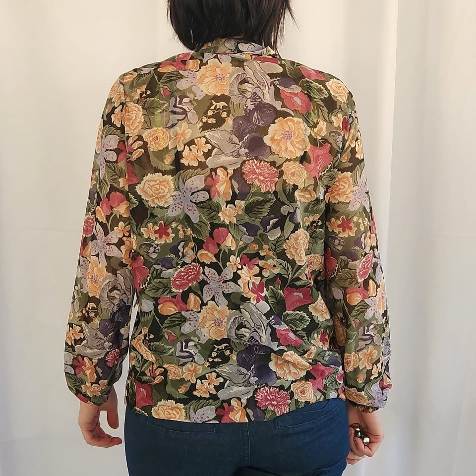 70s Sheer Floral Blouse