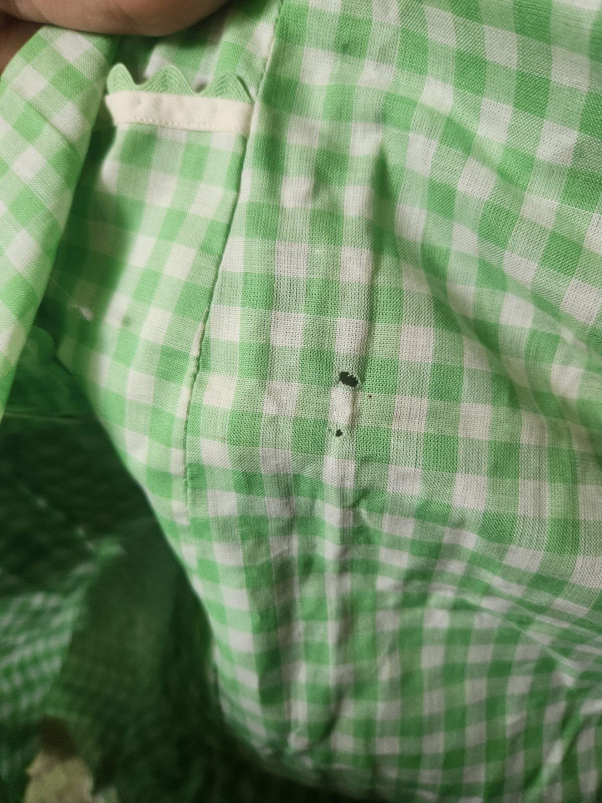 Vintage Green and White Gingham Apron