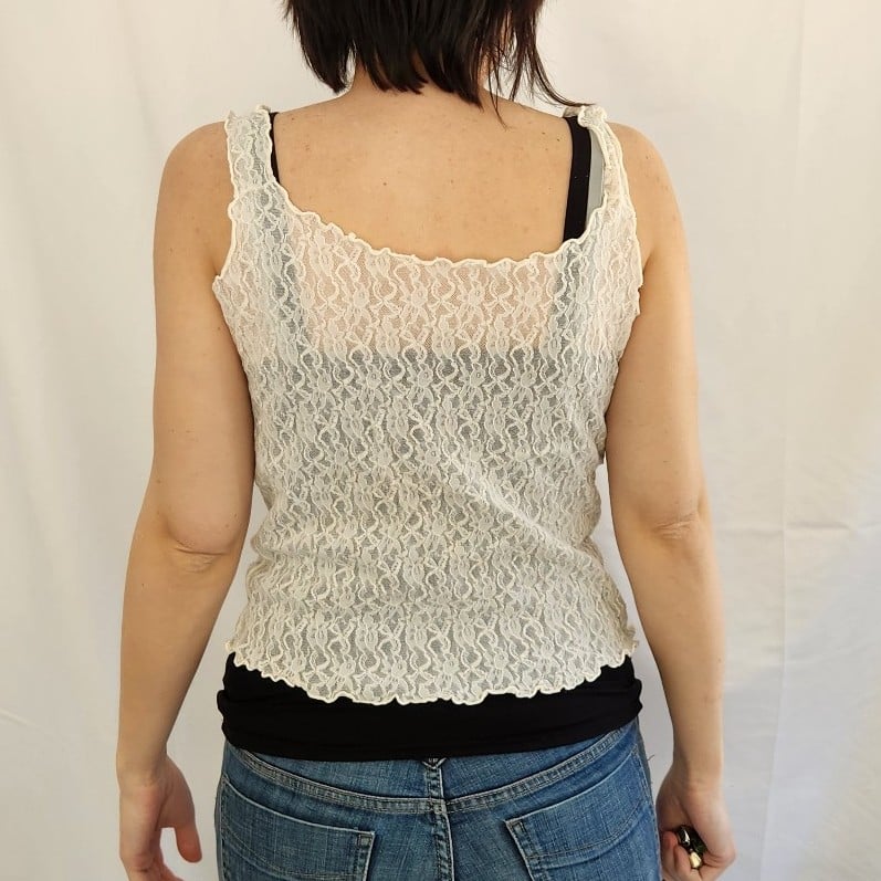 90s White Lace Tank Top