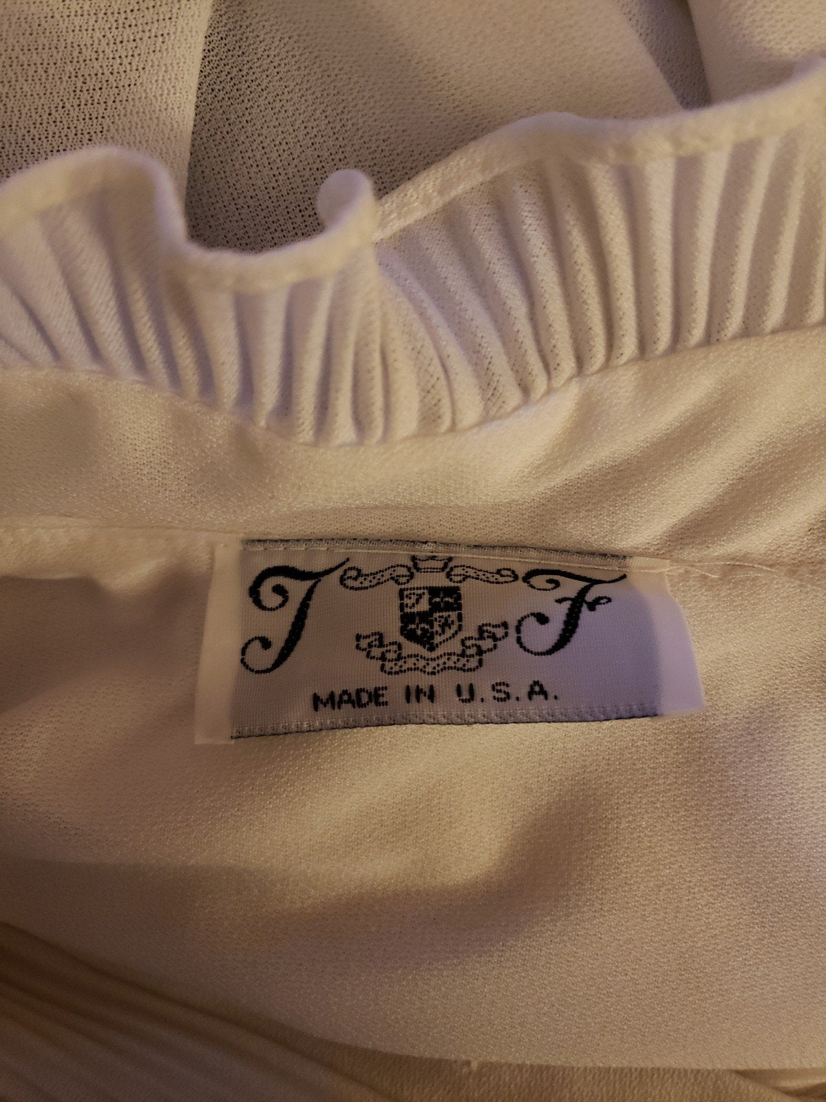 70s White and Blue Day Dress with Pleated Top