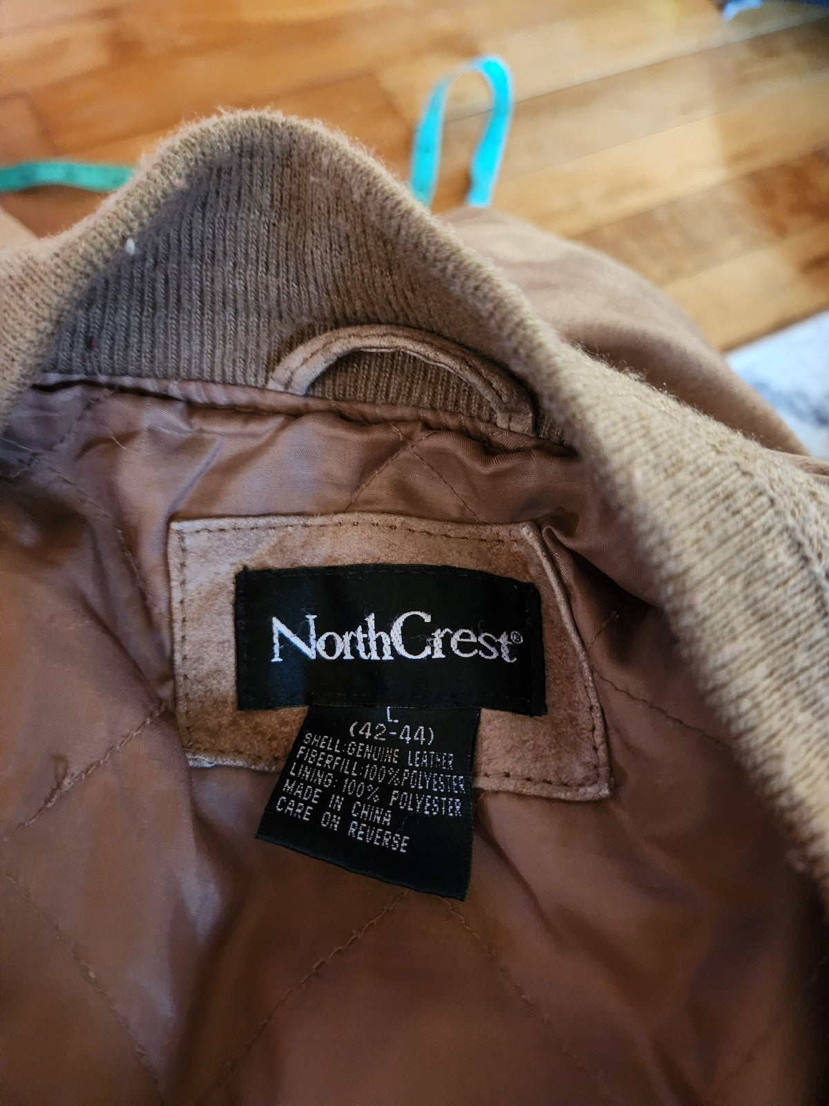 90s Tan Suede Bomber Jacket
