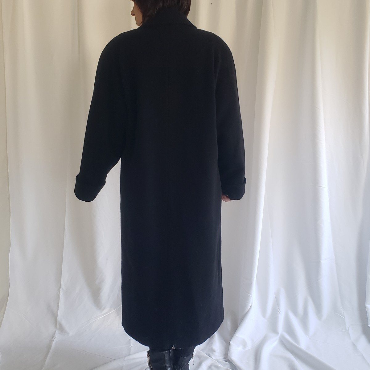 90s Black Wool Overcoat