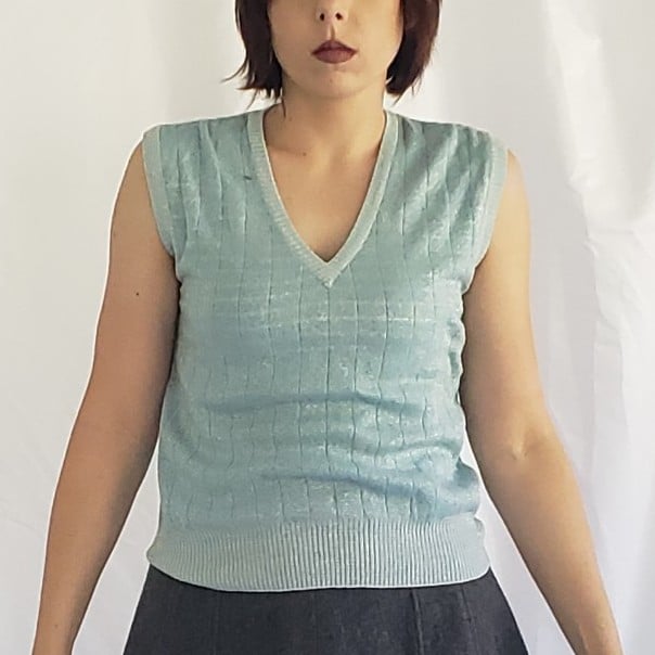 60s Blue and Silver Sweater Vest