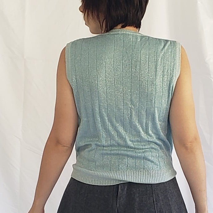 60s Blue and Silver Sweater Vest