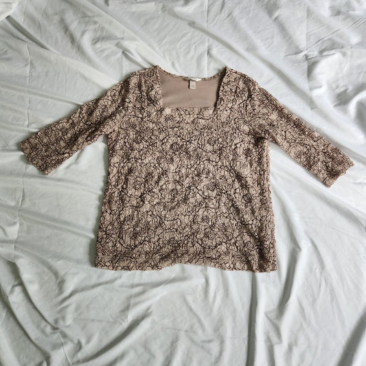 CJ Banks Tan Whimsigoth Square Neck Top