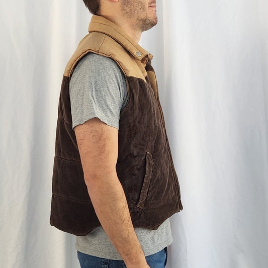 80s Brown Corduroy Reversible Vest