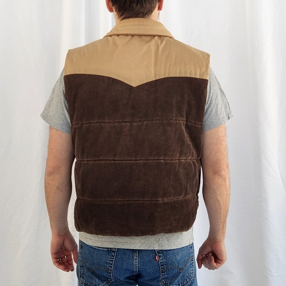 80s Brown Corduroy Reversible Vest