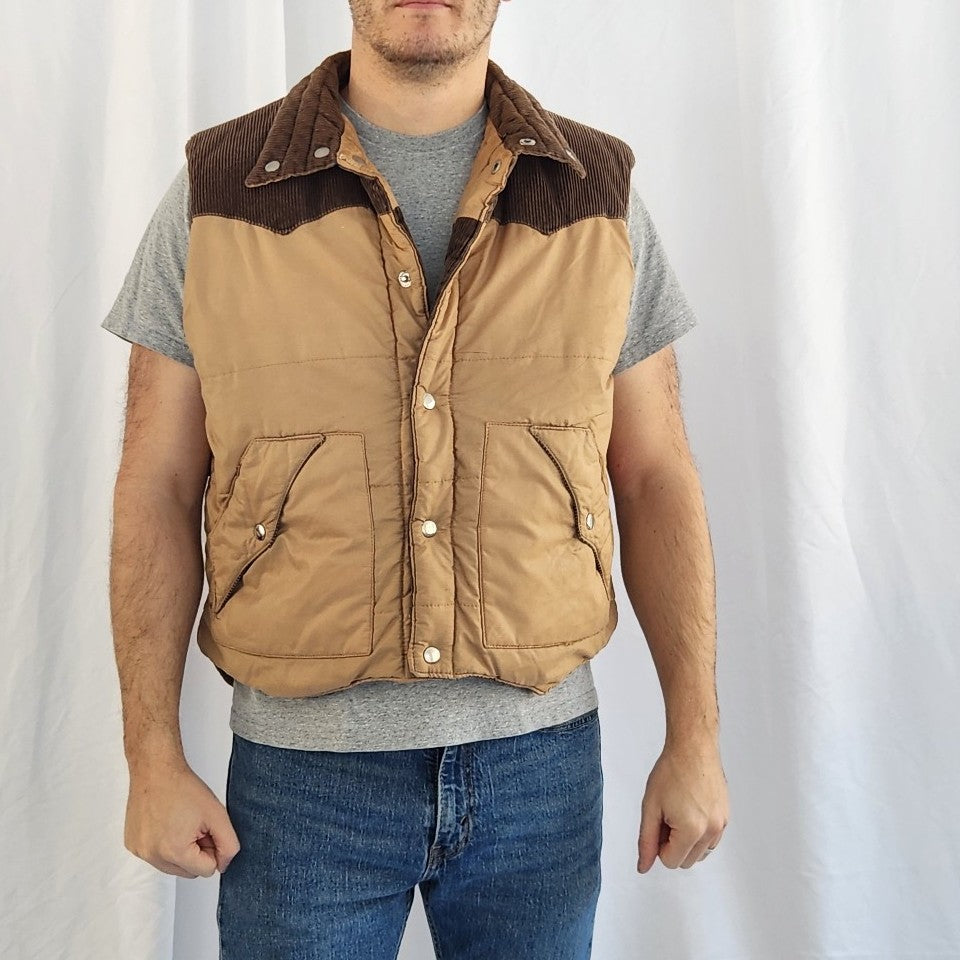 80s Brown Corduroy Reversible Vest