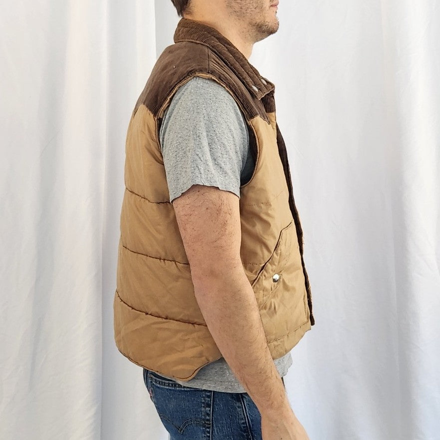 80s Brown Corduroy Reversible Vest