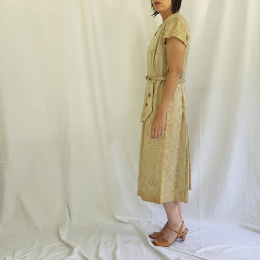 60s Beige Satin Dress