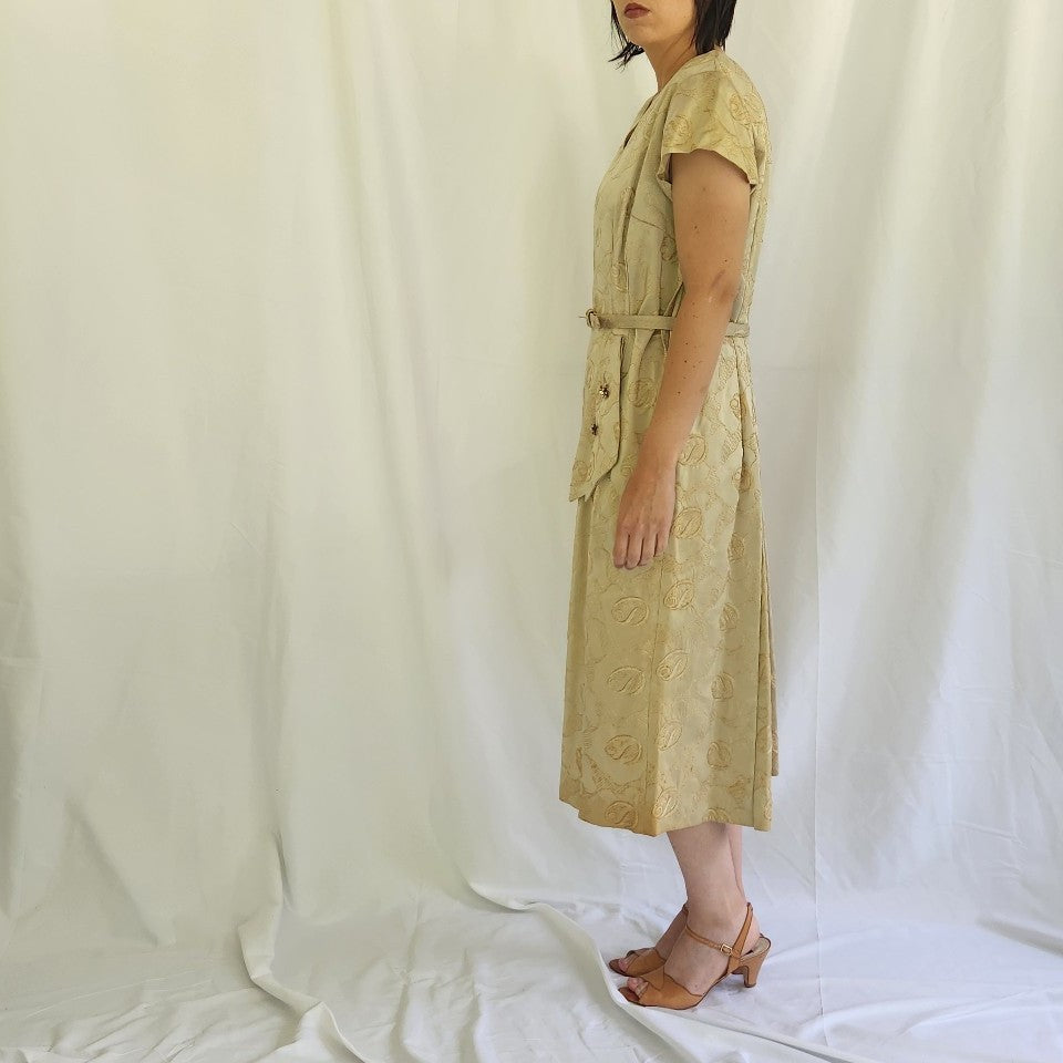 60s Beige Satin Dress