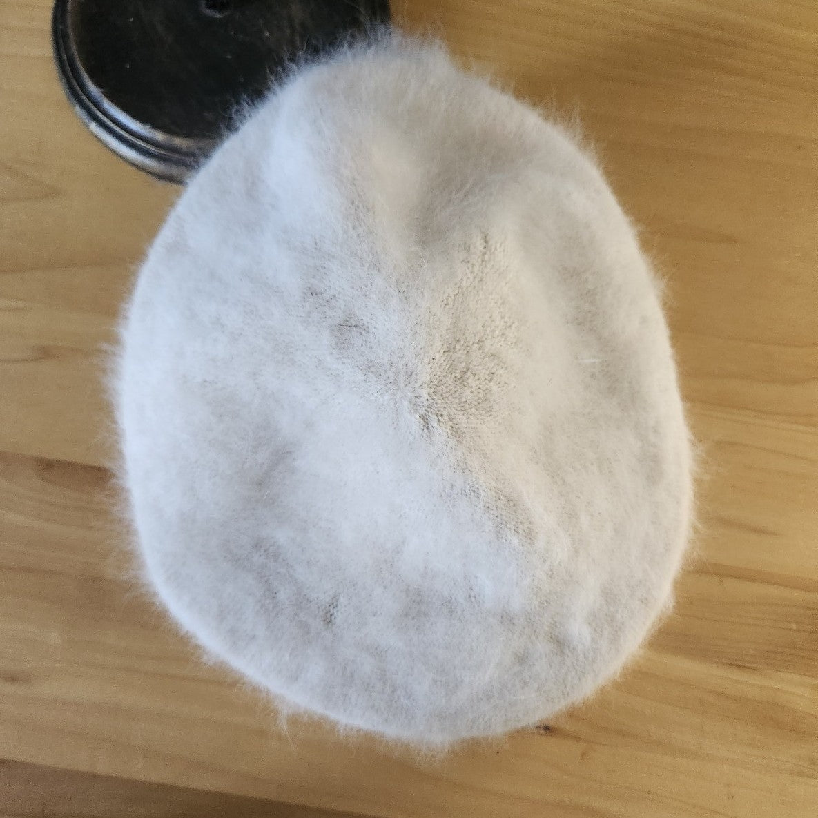 Vintage White Angora(?) Flat Cap